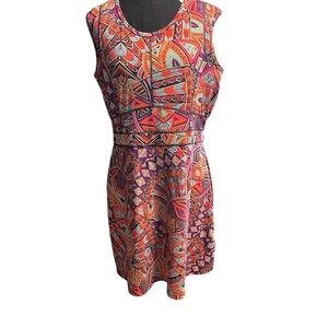 Title Nine Multicolored Geometric Print Sleeveless Golf Dress Large